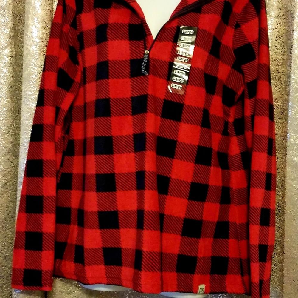 women's red plaid fleece